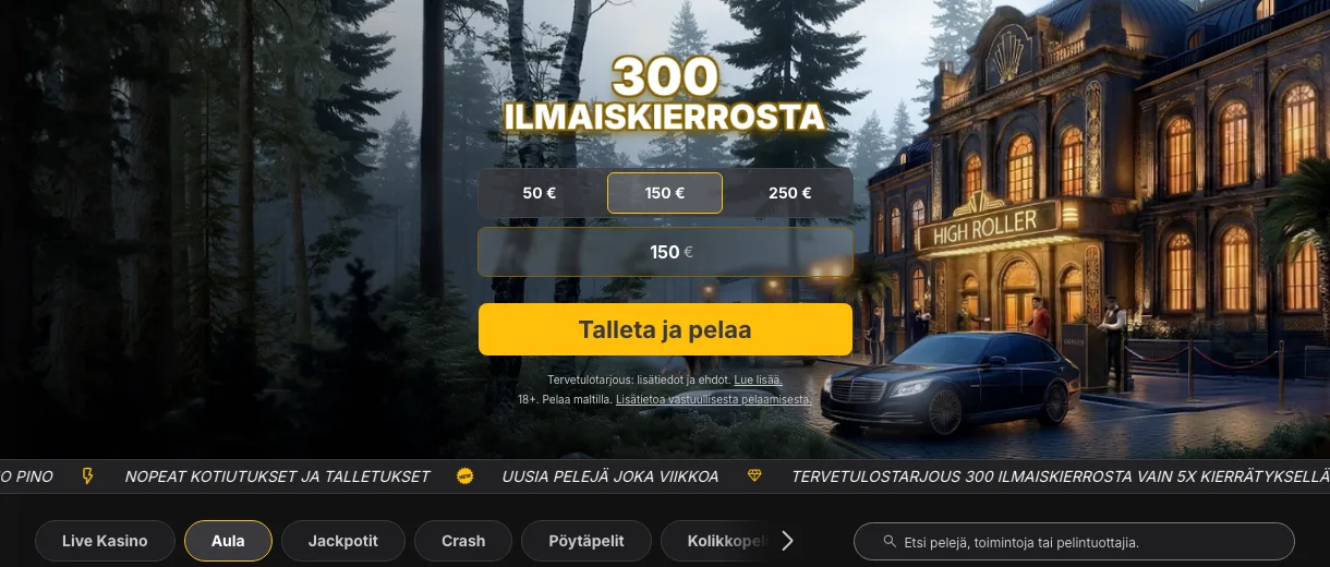 Kasinon aula ja pelikategoriat